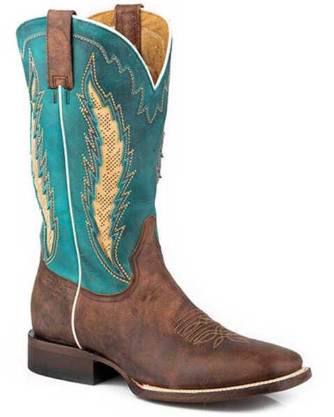 Image #1 - Stetson Men's Airflow Western Boots - Broad Square Toe, Tan, hi-res