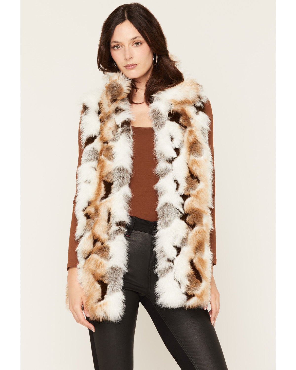 Azalea Wang Women's Boot Barn Exclusive Maureen Faux Fur Striped Vest, Multi, hi-res