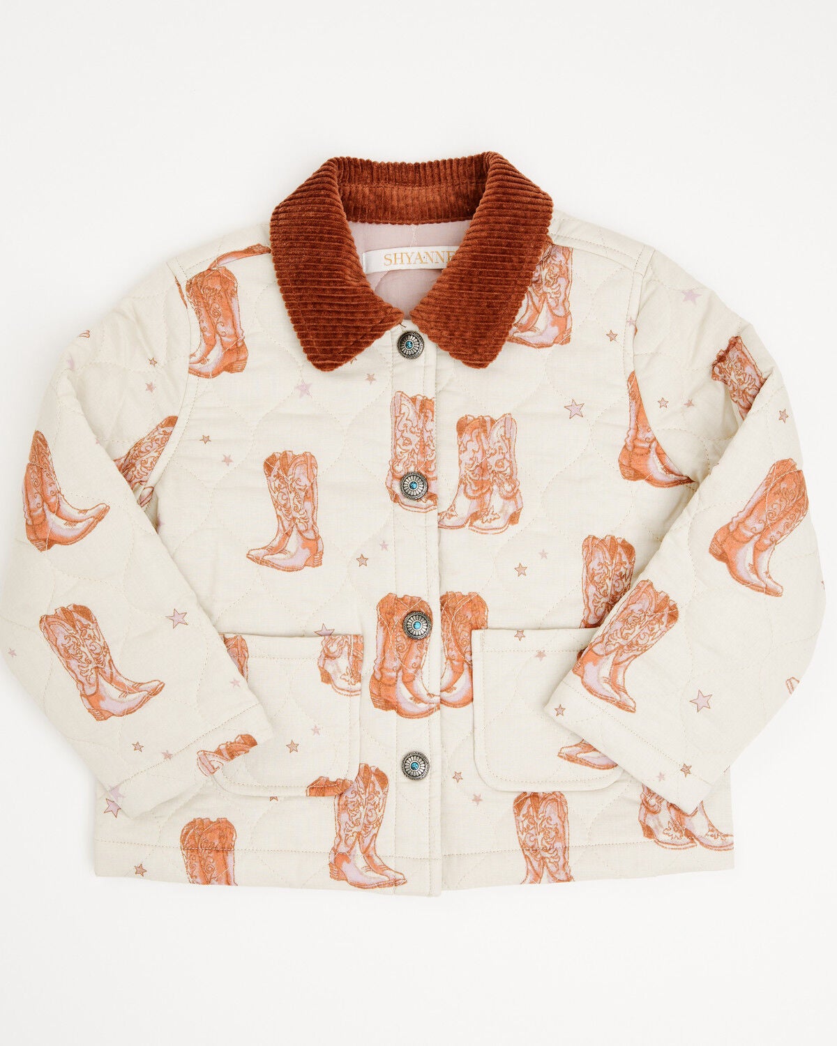 Shyanne Toddler Girls' Francis Cowboy Boot Snap Quilted Jacket, Oatmeal, hi-res