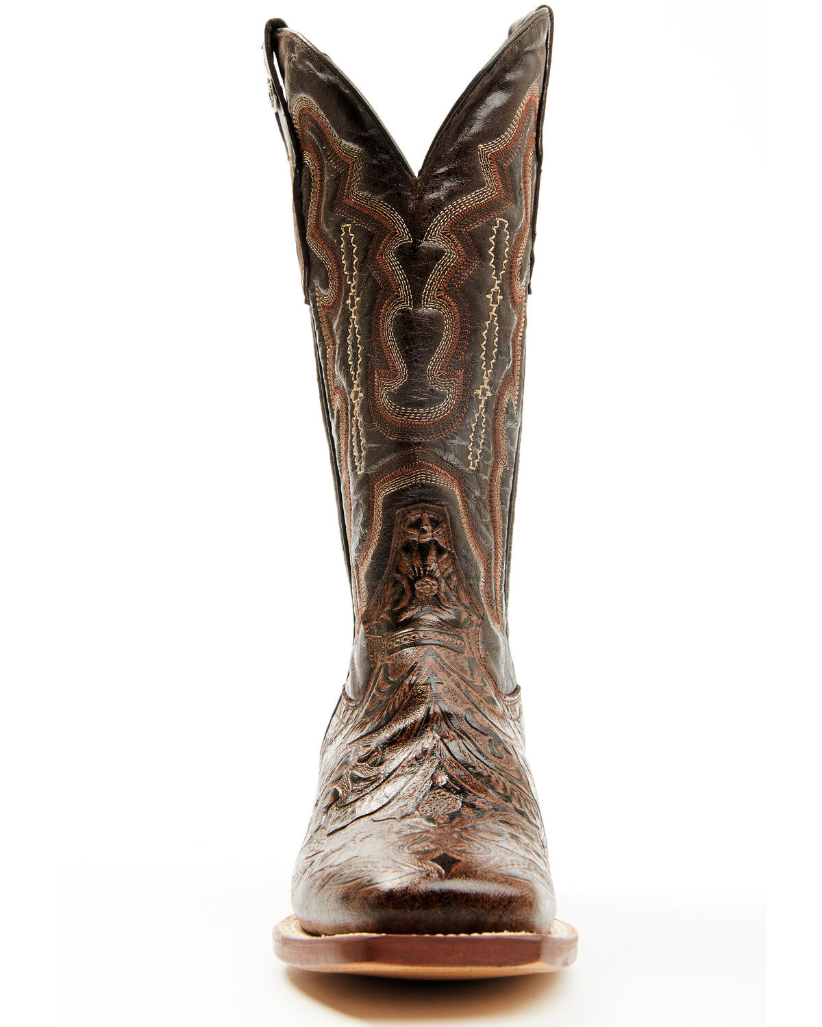Image #4 - Tanner Women's Hand Tooled Floral Western Boots - Broad Square Toe, Brown, hi-res