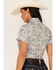 Rough Stock by Panhandle Women's Floral Print Short Sleeve Snap Western Shirt, Ivory, hi-res