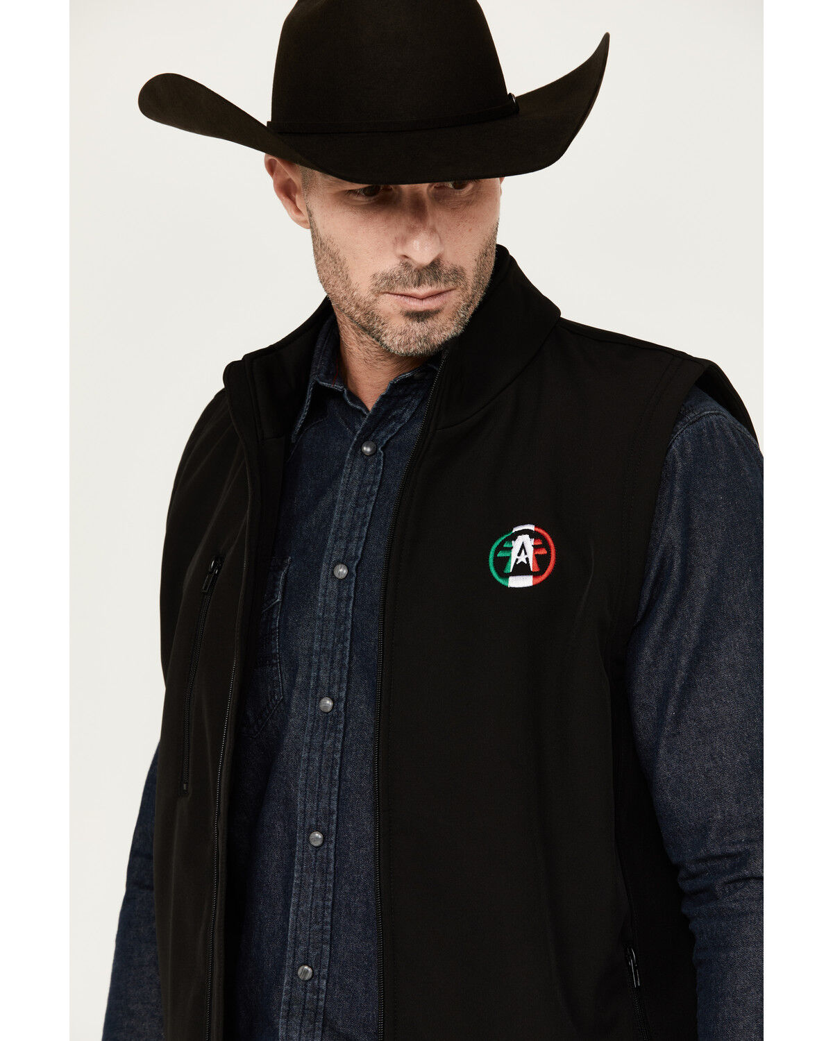 Image #2 - American Fighter Men's Loman Mexico Embroidered Zipper Vest, Black, hi-res
