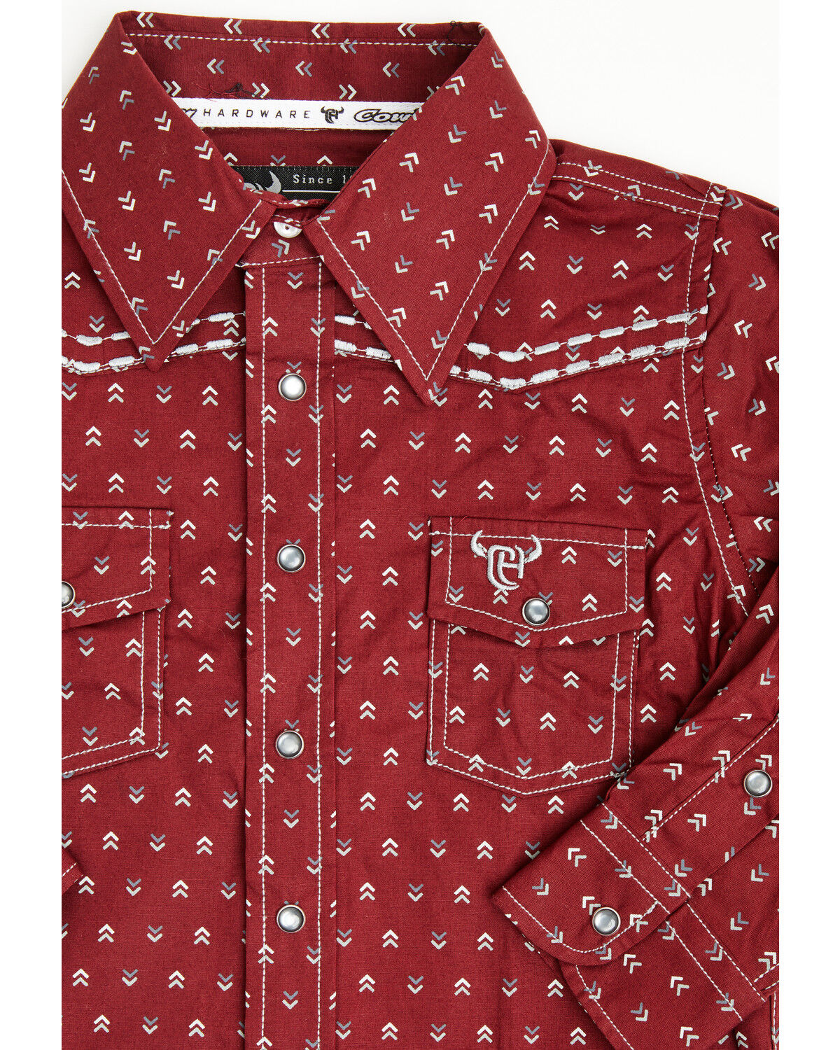 Image #2 - Cowboy Hardware Toddler Boys' Geo Print Long Sleeve Pearl Snap Western Shirt, Burgundy, hi-res