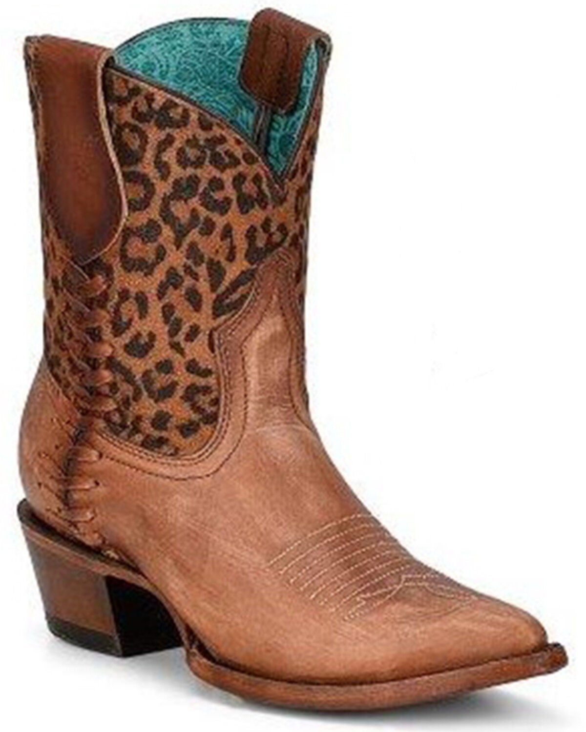 Corral Women's Leopard Print Western Booties - Snip Toe, Brown, hi-res