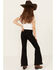 Image #3 - Shyanne Little Girls' Pull On Flare Jeans, Black, hi-res