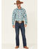 Roper Men's Juniper Dobby Large Plaid Long Sleeve Snap Western Shirt , Blue, hi-res