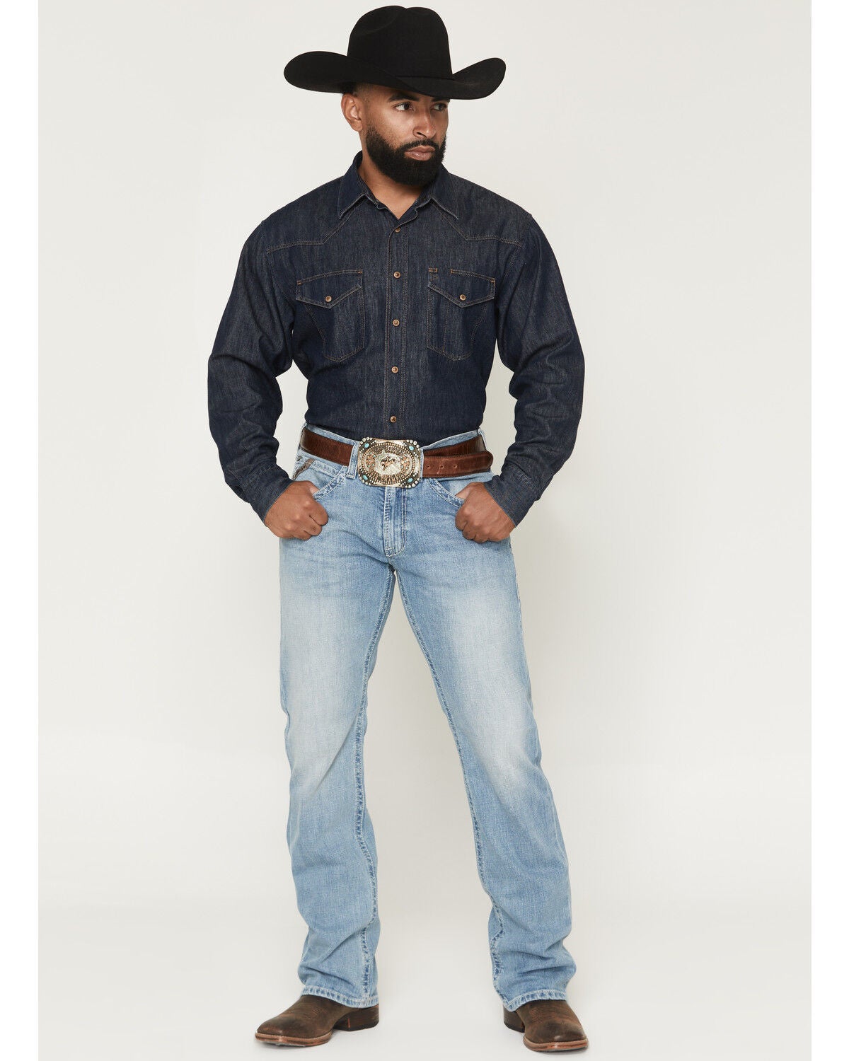 Image #1 - Ariat Men's M5 Roy Normal Light Wash Straight Leg Stretch Denim Jeans - Big, Light Wash, hi-res