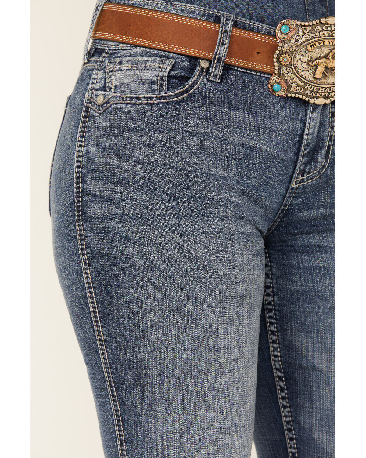 Image #2 - Shyanne Women's Silverton Shay Medium Wash Mid Rise Bootcut Stretch Riding Jeans, Medium Wash, hi-res