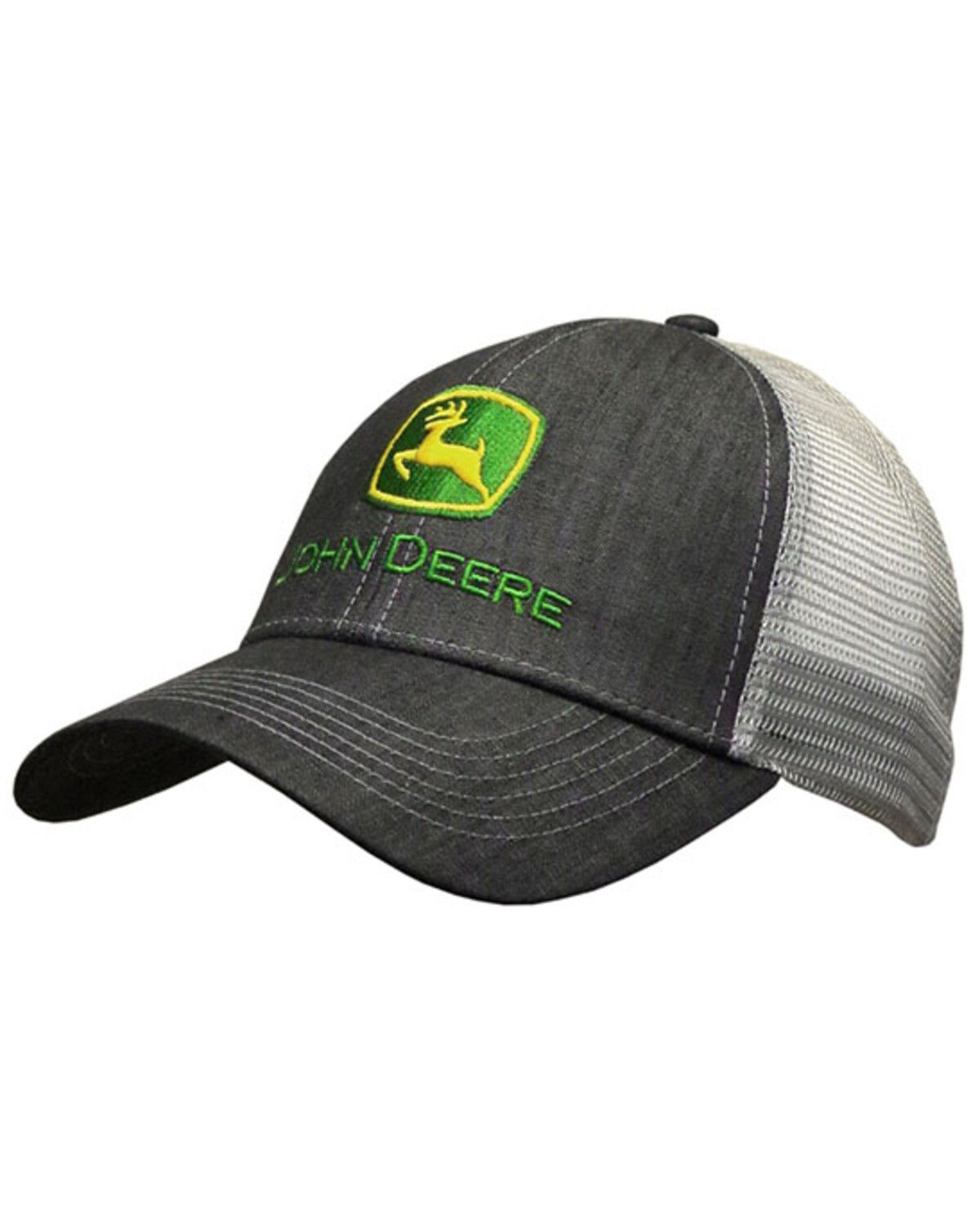 Image #1 - John Deere Men's Grey & White Embroidered Logo Mesh-Back Ball Cap, Grey, hi-res