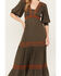 Shyanne Women's Two Tone Embroidered Dress, Forest Green, hi-res
