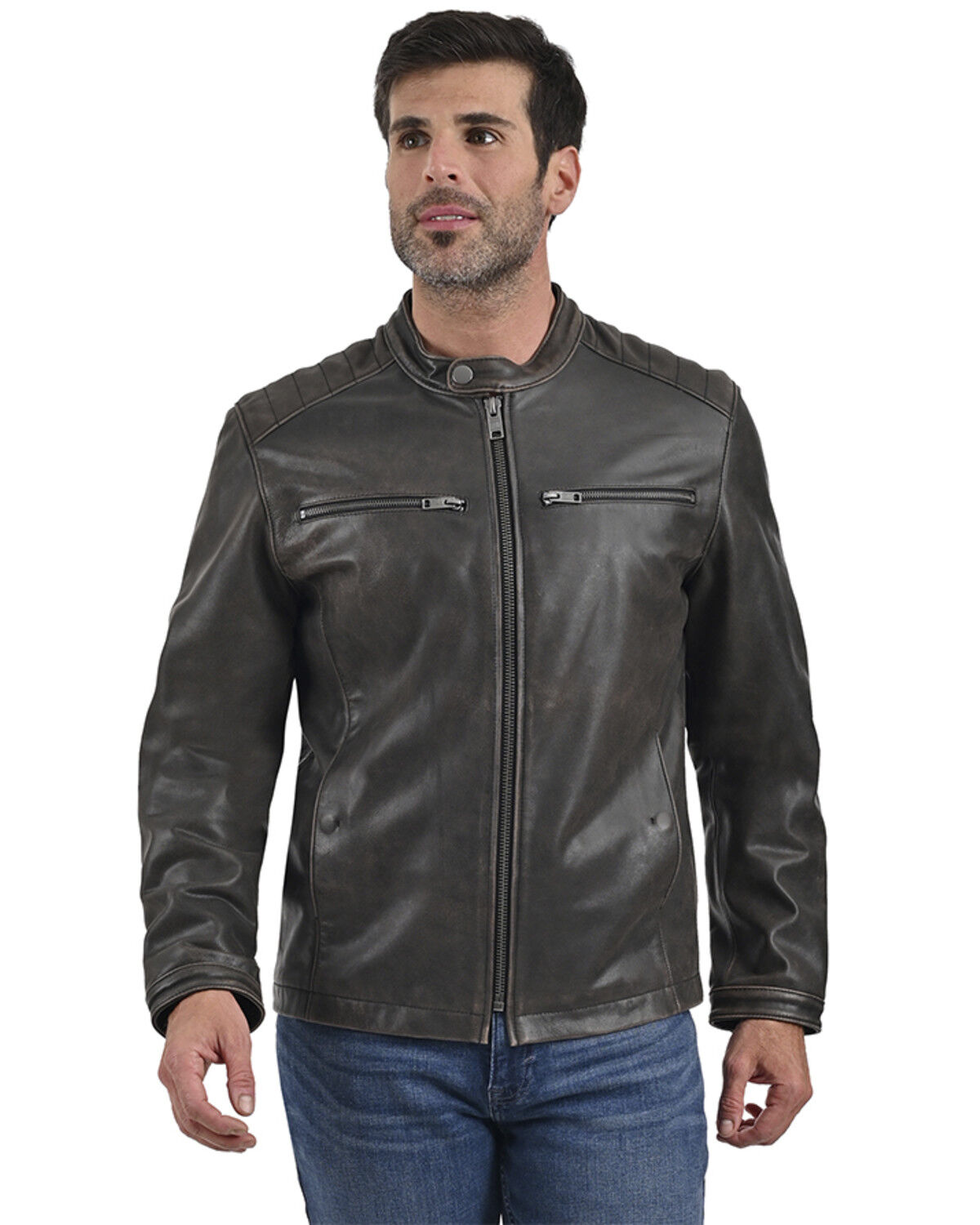 Image #3 - Frye Men's Fryce Racer Leather Jacket, Dark Brown, hi-res