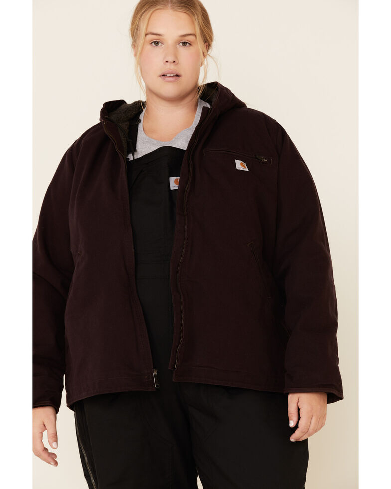 Carhartt Women's Deep Wine Washed Duck Sherpa-Lined Jacket ...