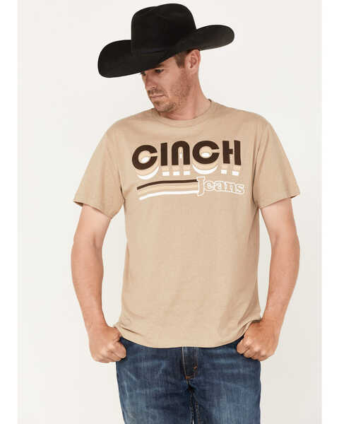 Image #1 - Cinch Men's Jeans Logo Graphic T-Shirt , Beige/khaki, hi-res