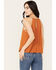 Eyeshadow Women's Floral Embroidered Tank Top, Rust Copper, hi-res