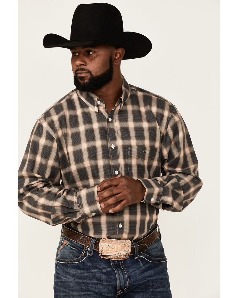 Resistol Men's Olive Roselle Plaid Long Sleeve Button-Down Western Shirt, Olive, hi-res