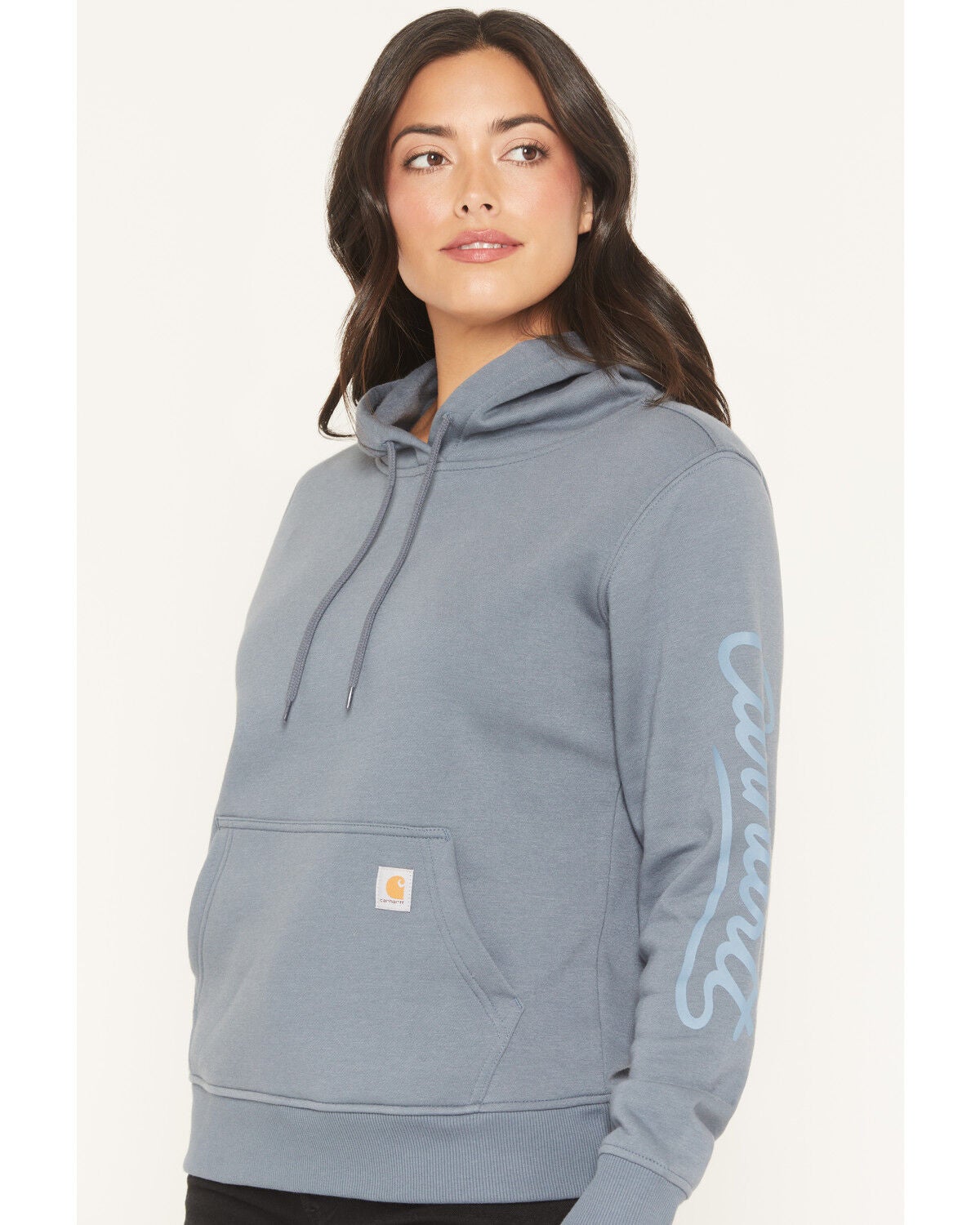 Image #2 - Carhartt Women's Sawyer Script Midweight Relaxed Fit Hoodie, Steel Blue, hi-res