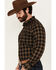 Image #2 - Blue Ranchwear Men's Cedar Plaid Print Long Sleeve Snap Western Shirt, Dark Brown, hi-res