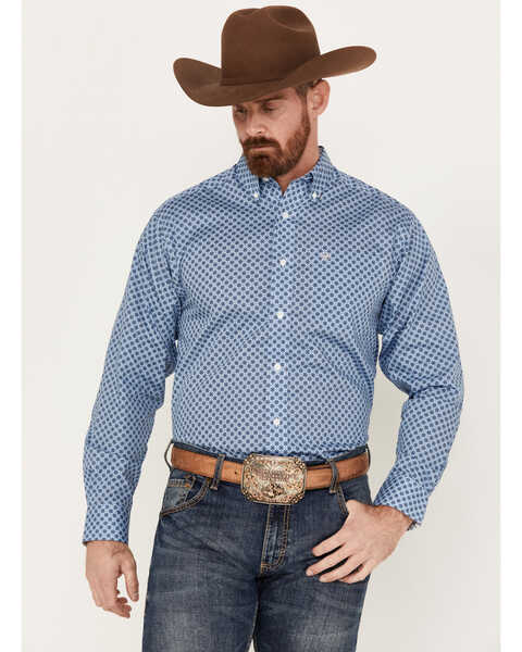 Ariat Men's Atlas Classic Fit Western Shirt, Blue, hi-res