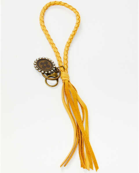 Image #1 - Keep it Gypsy Women's Luxury Designer Motif Studded Braided Fringe Keychain, Mustard, hi-res