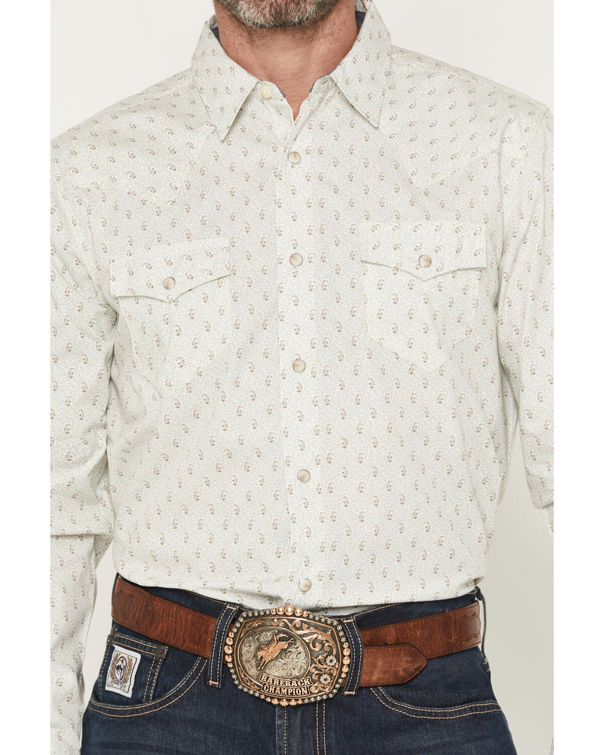 Image #3 - Cody James Men's Rocky Range Paisley Print Long Sleeve Snap Western Shirt - Big, Cream, hi-res