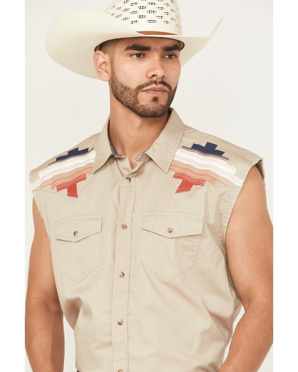 Image #2 - Cody James Men's Thunderbird Legends Cutoff Snap Western Shirt, Tan, hi-res