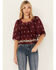 Shyanne Women's Satin Butterfly Sleeve Top , Maroon, hi-res