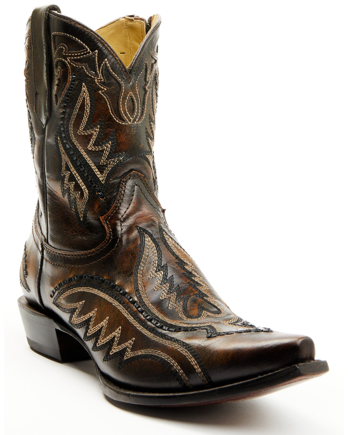 Image #1 - Corral Men's Inlay And Embroidered Short Western Boots - Snip Toe, Red, hi-res