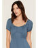 Image #2 - Ash & Violet Women's Bow Trim Short Sleeve Mini Dress, Teal, hi-res