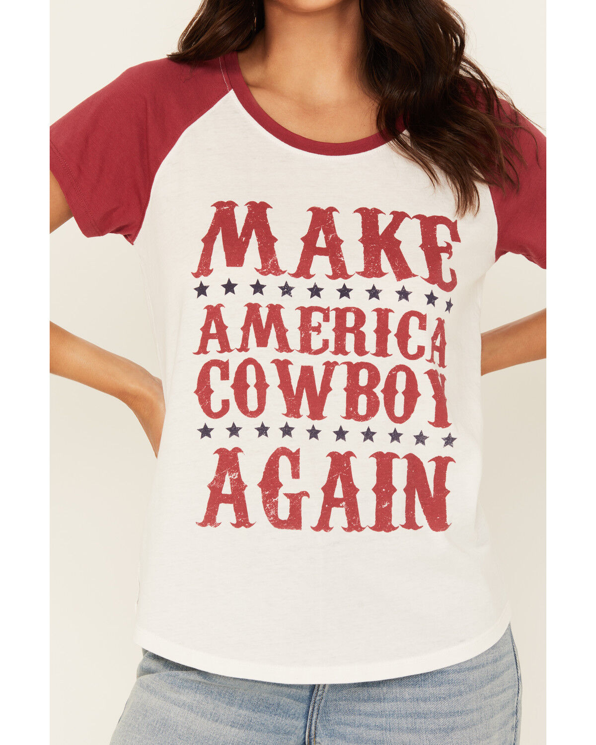 Image #3 - Blended Women's Make America Cowboy Again Short Sleeve Graphic Baseball Tee, White, hi-res