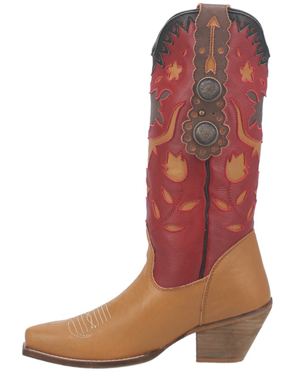 Image #3 - Dingo Women's Love Rocks Leather Underlay Western Boot - Snip Toe, Tan, hi-res