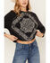 Image #2 - Rock & Roll Denim Women's Bandana Print Long Sleeve T-Shirt, Black, hi-res