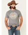 Cinch Men's Gray Lead Don't Follow Circle Graphic Short Sleeve T-Shirt , Grey, hi-res
