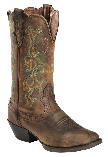 Justin Women's Stampede Durant Cowgirl Boots - Square Toe, Sorrel, hi-res