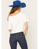 Image #4 - Budweiser Women's Logo Short Sleeve Off the Shoulder Graphic Tee, White, hi-res