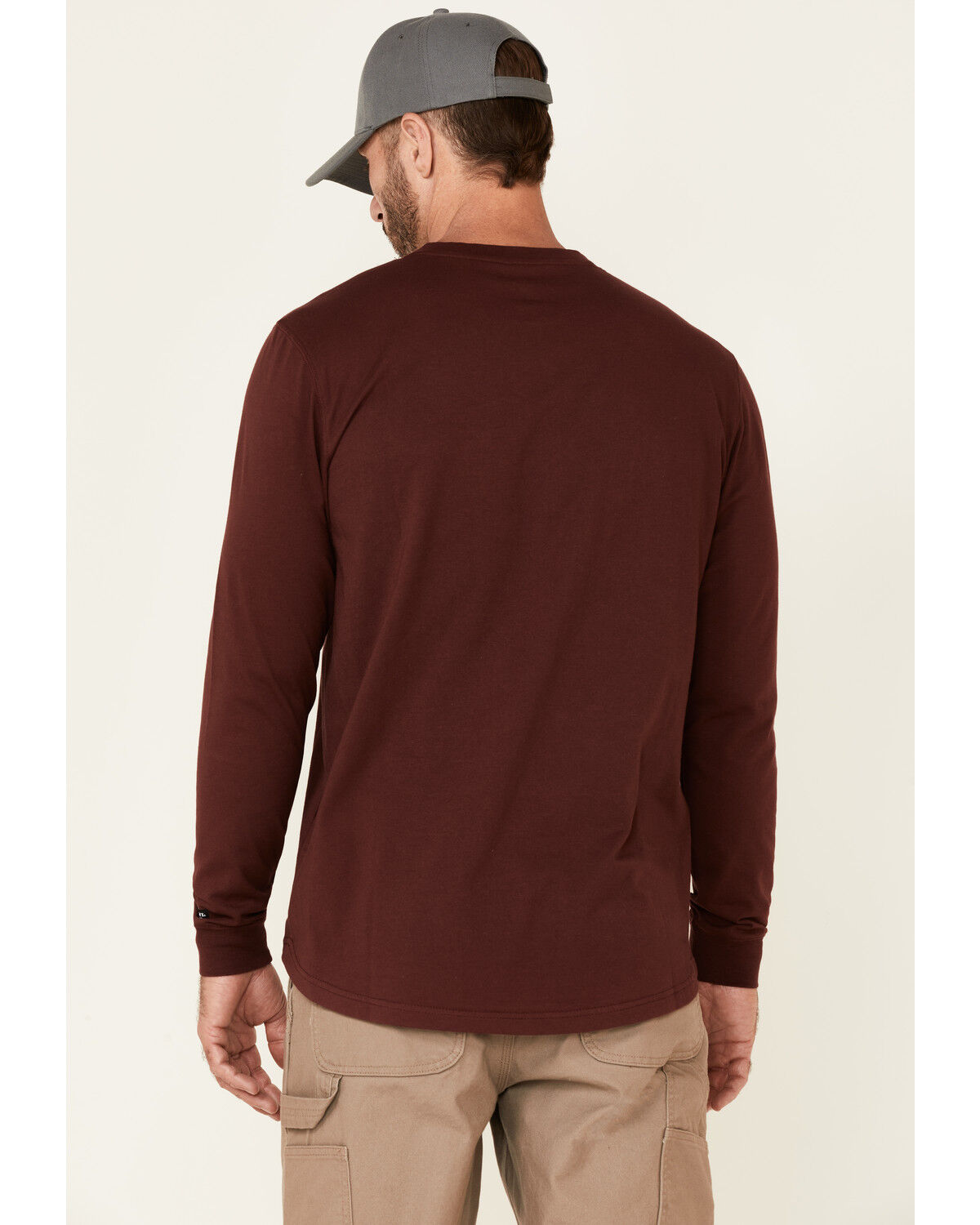Image #4 - Hawx Men's Dark Red Original Pocket Long Sleeve Work T-Shirt, Dark Red, hi-res