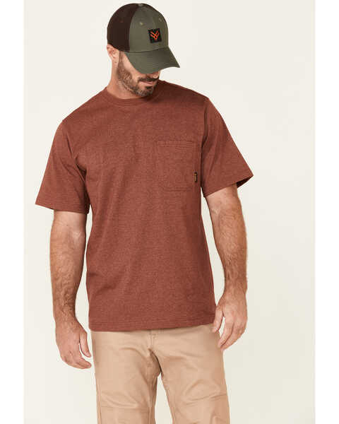 Image #1 - Hawx Men's Solid Red Forge Short Sleeve Work Pocket T-Shirt - Tall , Red, hi-res