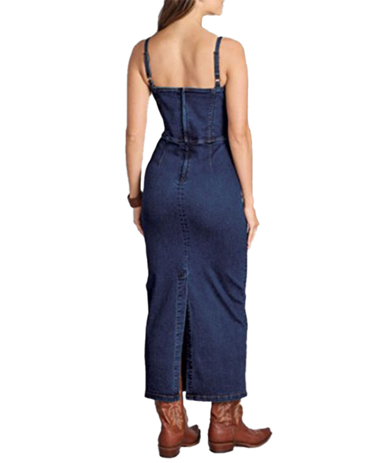 Image #2 - Stetson Women's Dark Wash Fitted Sleeveless Denim Midi Dress, Dark Wash, hi-res