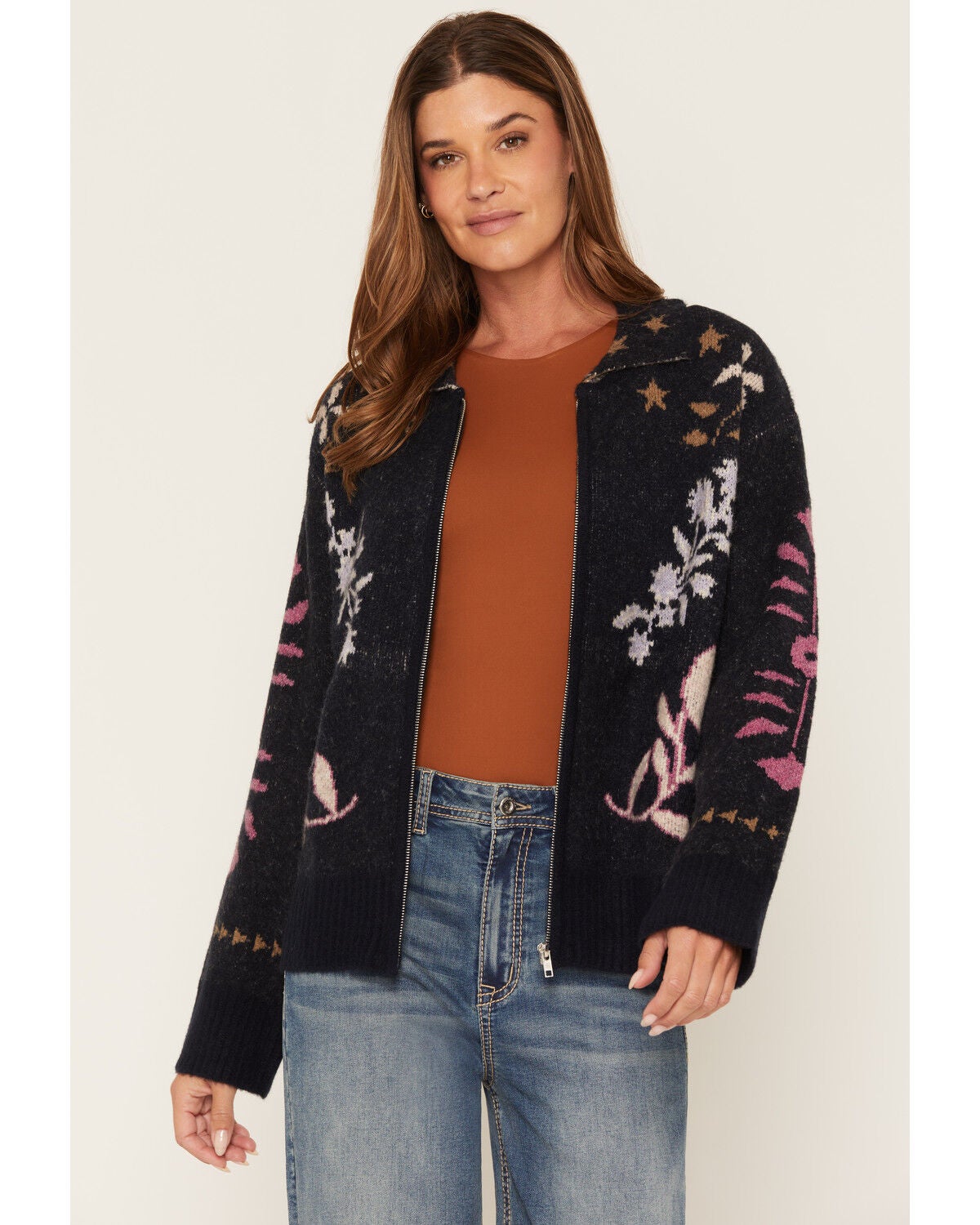Image #1 - By Together Women's Zip Sweater, Navy, hi-res