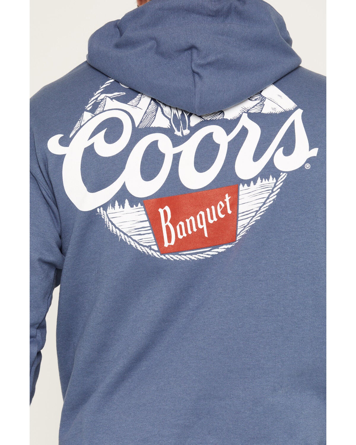 Image #4 - Coors Men's Boot Barn Exclusive Skull Mountain Graphic Hooded Sweatshirt, Blue, hi-res