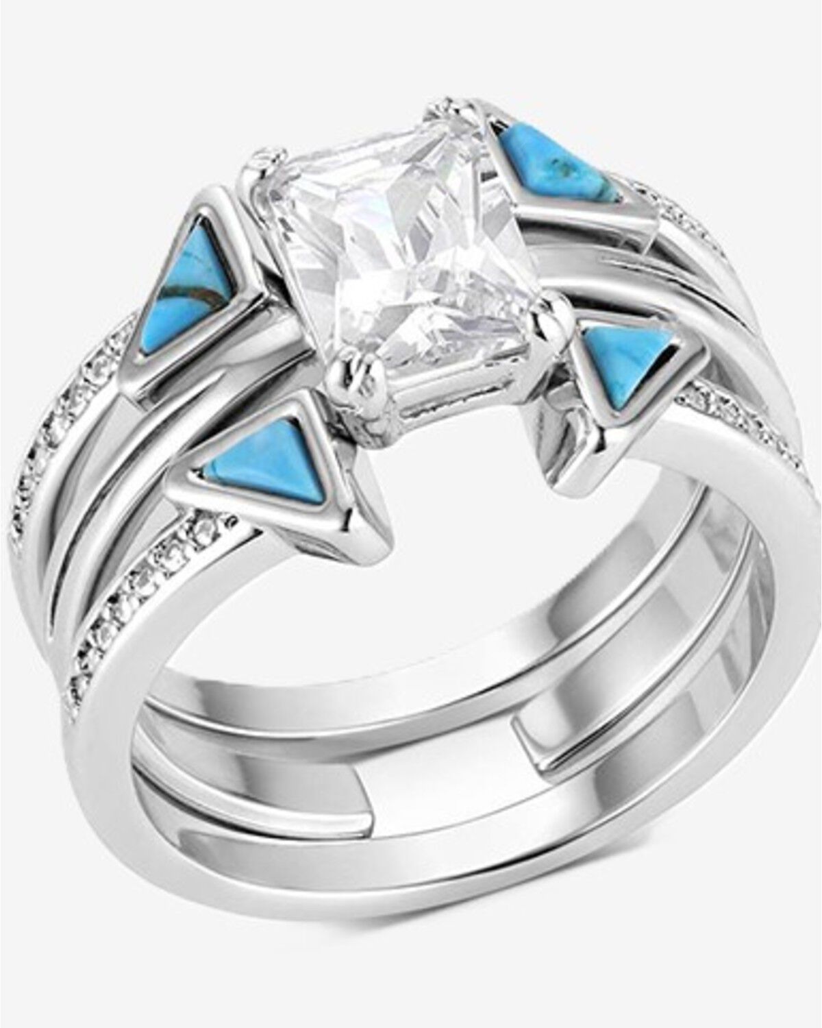Montana Silversmiths Women's Skyline Stack Ring Set - 3 Piece, Silver, hi-res