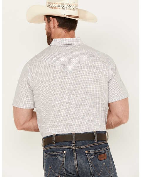 Image #4 - Cody James Men's Lake Travis Plaid Print Short Sleeve Snap Western Shirt - Tall, White, hi-res