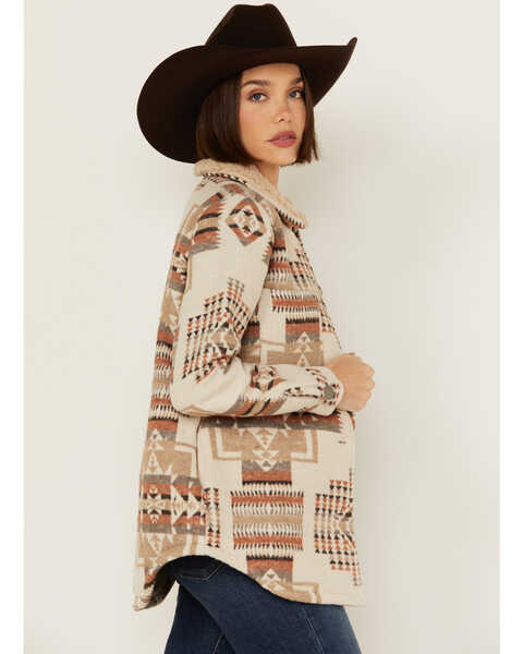 Image #2 - Cotton & Rye Women's Southwestern Print Sherpa Lined Jacket , Ivory, hi-res