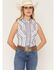 Image #1 - Wrangler Retro Women's Boot Barn Exclusive Striped Sleeveless Pearl Snap Western Shirt, Blue, hi-res