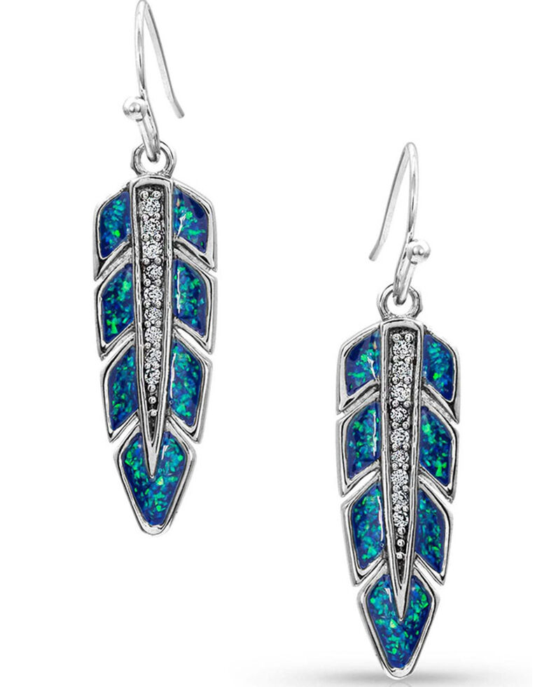 Montana Silversmiths Women's Hawk Feather Opal Earrings | Sheplers