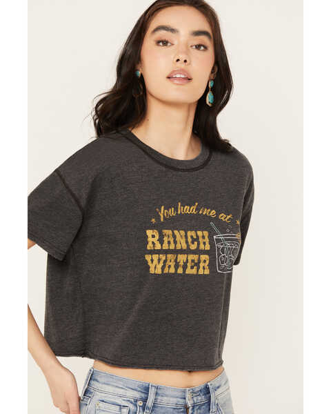 Image #2 - White Crow Women's You Had Me At Ranch Water Short Sleeve Cropped Graphic Tee, Black, hi-res