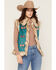 Image #1 - Tasha Polizzi Women's Chateau Faux Suede Embroidered Vest, Teal, hi-res