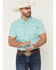 Image #1 - Rock & Roll Denim Men's TEK Core Striped Short Sleeve Pearl Snap Stretch Western Shirt, Turquoise, hi-res