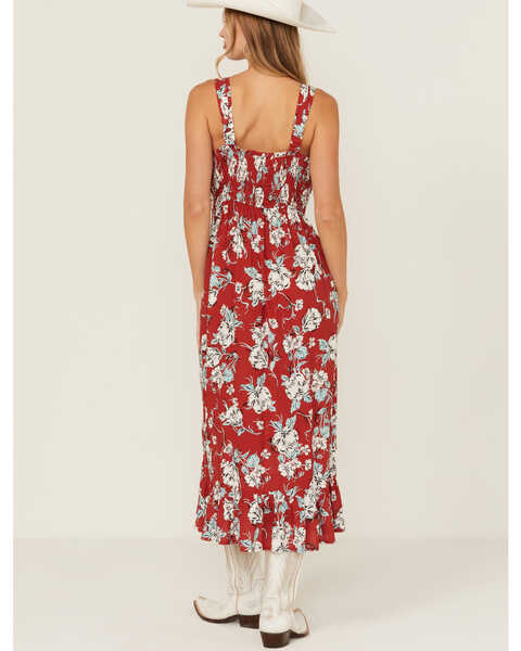 Image #4 - Cotton & Rye Women's Floral Print Midi Sundress, Red, hi-res