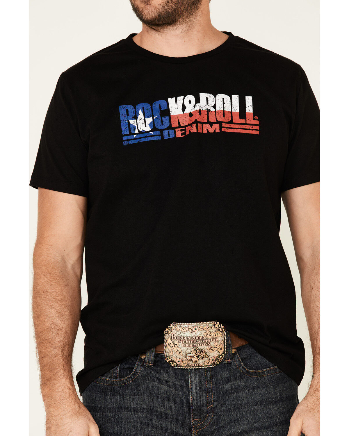 Image #3 - Rock & Roll Denim Men's Texas Flag Logo Graphic T-Shirt, Black, hi-res