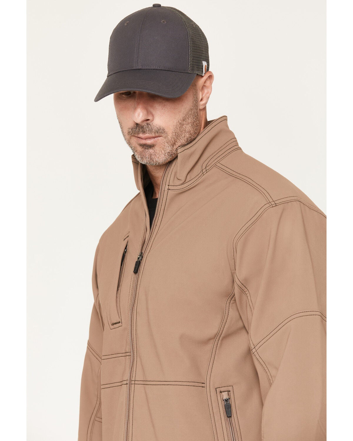 Image #2 - Ariat Men's Rebar Stretch Canvas Softshell Jacket, Brown, hi-res